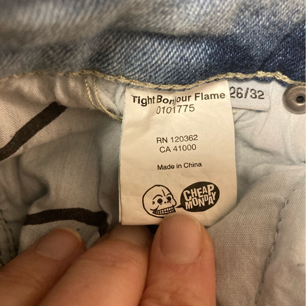 Cheap Monday Bonjour Flame Tie Dye Blue Denim Jeans NWT - Picture 8 of 16